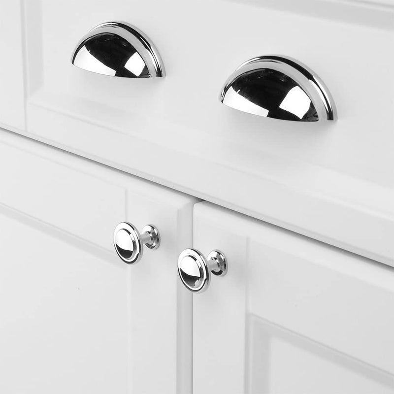KOOFIZO Round Cabinet Knobs Polished Chrome Cabinet Pulls, Dia. 1-1/4 Inch, 10 Pack Chrome Drawer Knobs for Kitchen Cabinets 1960 Drawers Dresser Cupboard Bedroom Bathroom - Image 5